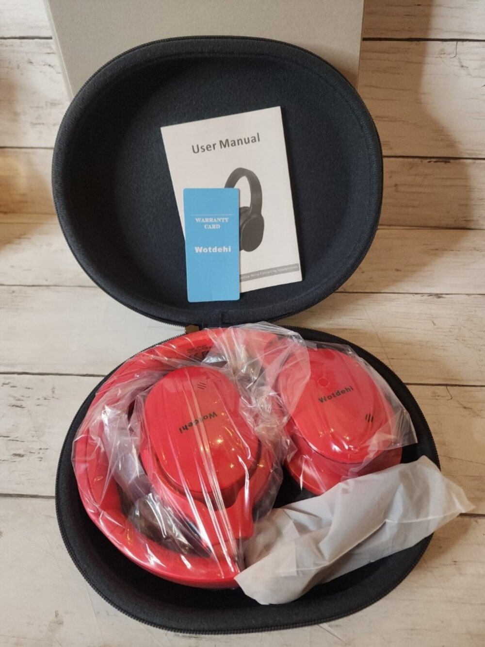 Wotdehi Active Noise Cancelling Headphones Deep Bass Wireless Or Wired - Red